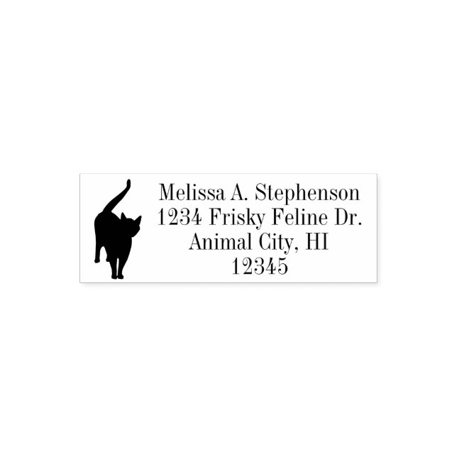 Cute Cat Silhouette Return Address Stamp (Design)