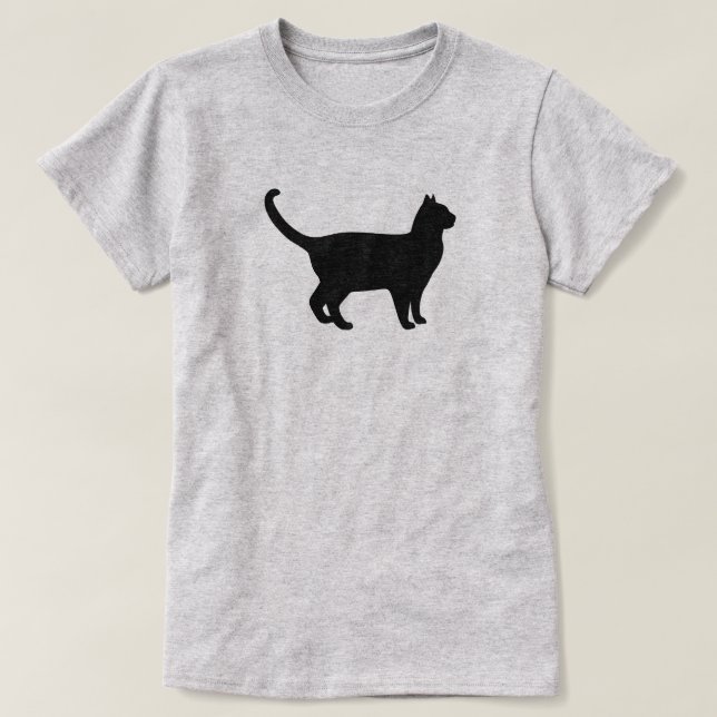 Cute Cat Silhouette T-Shirt (Design Front)