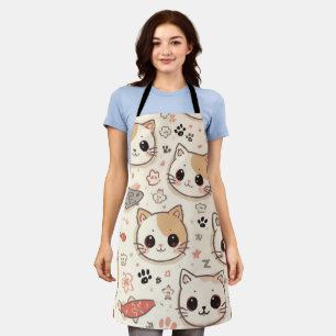 Cute Cat simple pet kitten Pattern Party Apron