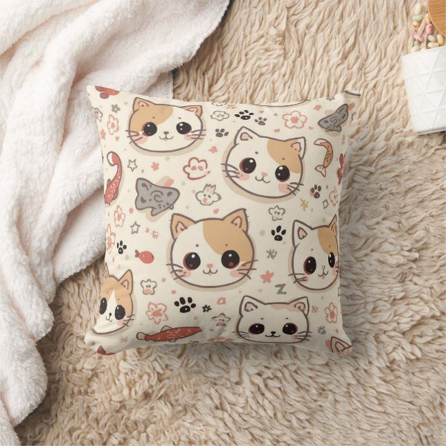 Cute Cat simple pet kitten Pattern Party Cushion (Blanket)