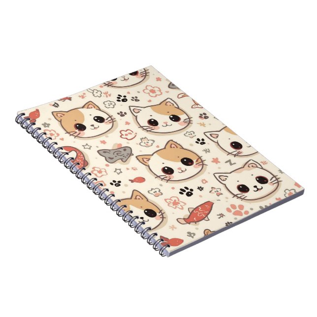 Cute Cat simple pet kitten Pattern Party Notebook (Right Side)