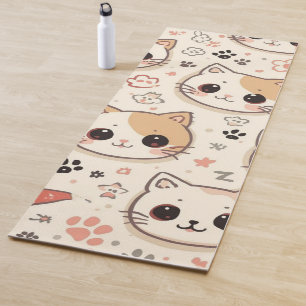 Cute Cat simple pet kitten Pattern Party Yoga Mat
