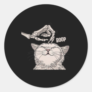 Cute Cat Skeleton Hand Boop Halloween Pet Women Gi Classic Round Sticker