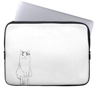 Cute Cat Sketch Modern Laptop Sleeve