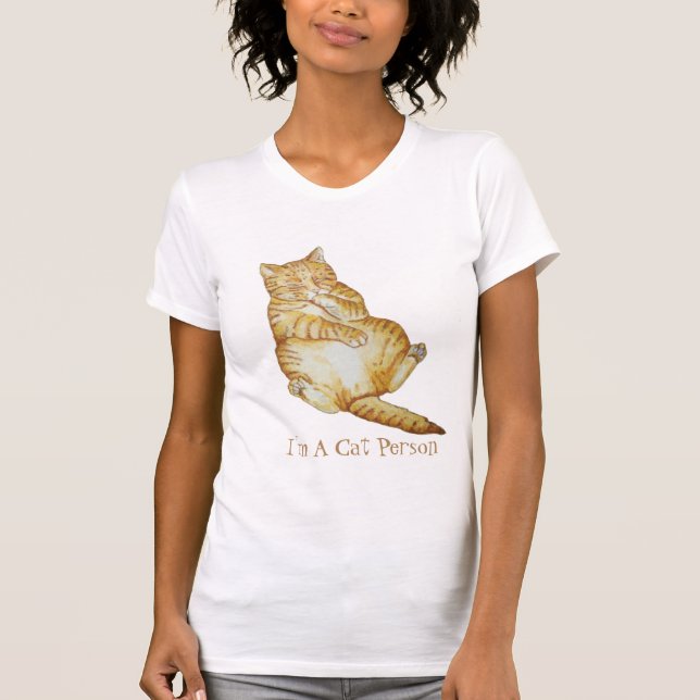 cute cat sleeping ginger kitten art design T-Shirt (Front)