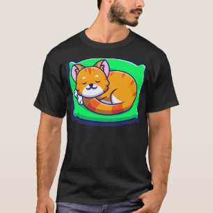 Cute Cat Sleeping On Pillow Cartoon1 T-Shirt
