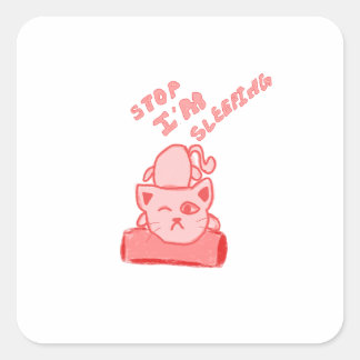 Cute cat sleeping square sticker