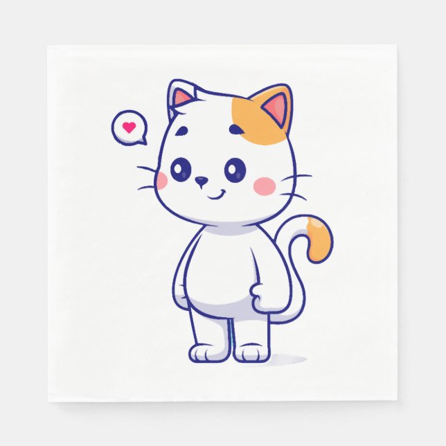 Cute Cat Smile Napkin (Front)