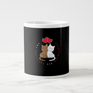Cute Cat Snuggle Love Illustration  Large Coffee Mug