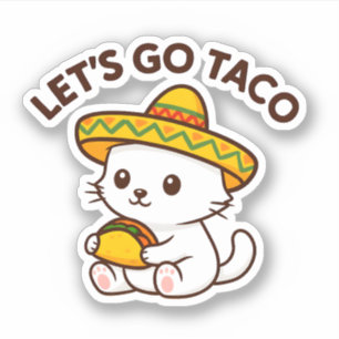 Cute Cat Sombrero Taco Let's Go Taco Funny