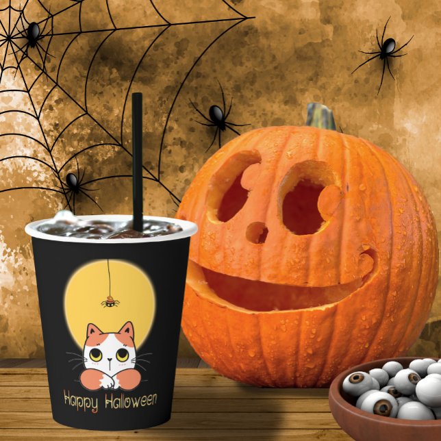 Cute Cat Spider Happy Halloween ID865 Paper Cups (Creator Uploaded)