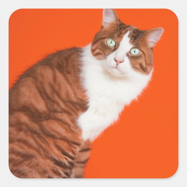 Cute cat square sticker (Front)