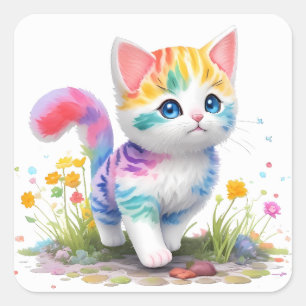 Cute cat  square sticker