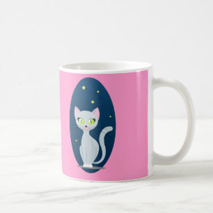 Cute Cat Starry night sky Cartoon on Custom colour Coffee Mug