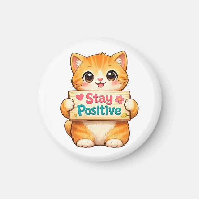 Cute Cat Stay Positive Cheerful Mood  Magnet (Front)