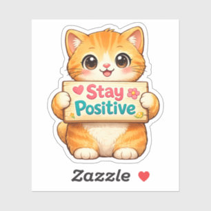 Cute Cat Stay Positive Vibes Illustration Vinyl 