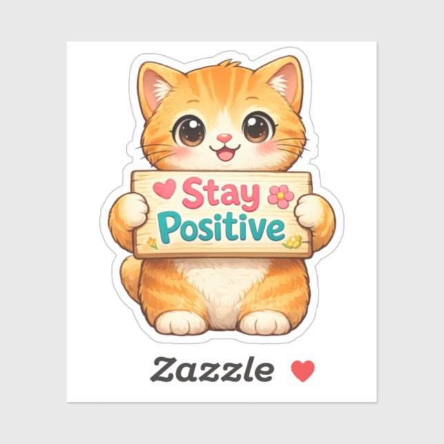 Cute Cat Stay Positive Vibes Illustration Vinyl  (Sheet)