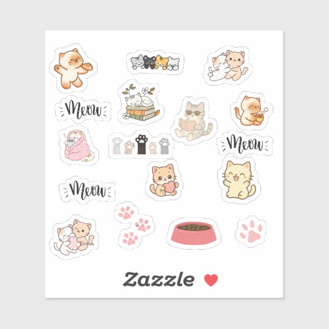 Cute Cat Sticker Sheet (Sheet)