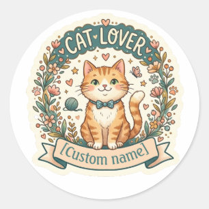 Cute Cat Sticker With Customisable Name Cat Mum