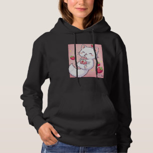 Cute Cat Strawberry Milk Retro Japanese Kawaii Art Hoodie