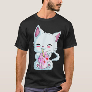Cute Cat Strawberry Milk Shirt For Women Girls, Ka