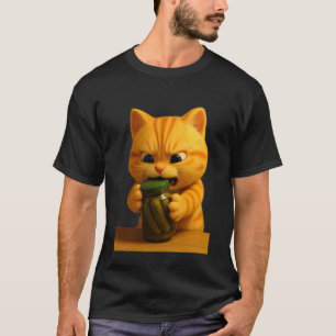 Cute Cat Struggling with Jar, Adorable Animated Le T-Shirt