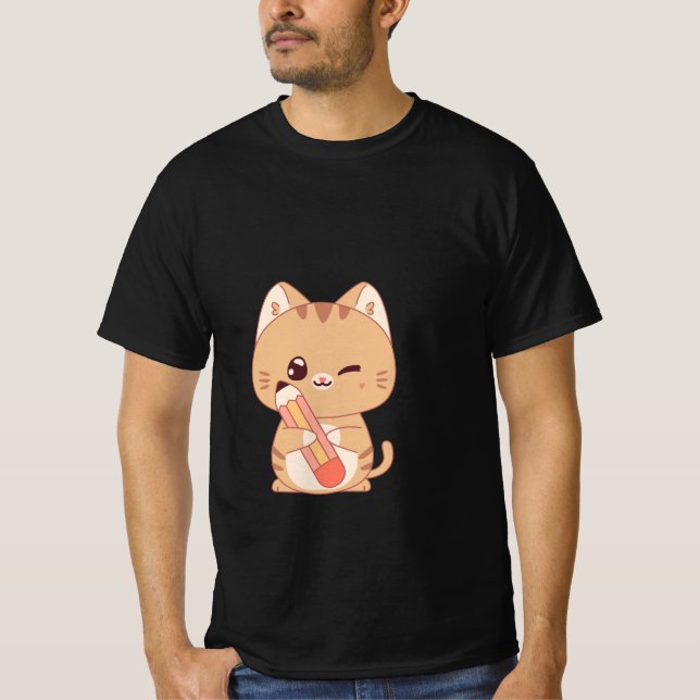 cute cat student | cat lovers design  T-Shirt (Front)
