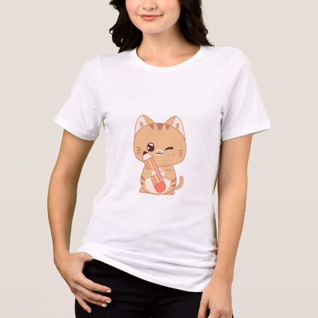 cute cat student | cat lovers design  Tri-Blend shirt (Front)