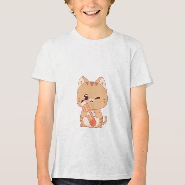 cute cat student | cat lovers design  Tri-Blend shirt (Front)