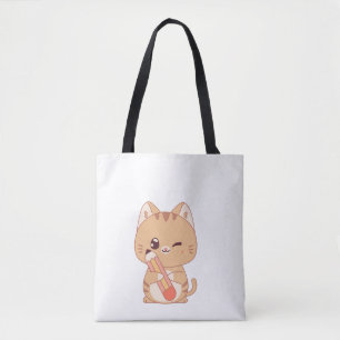CUTE CAT STUDENT CATS LOVERS DESIGN TOTE BAG