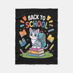 Cute Cat Student Welcome Back To School Day Fleece Blanket