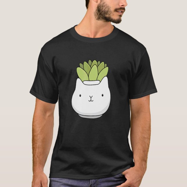 Cute cat succulent pot T-Shirt (Front)