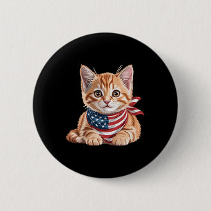 Cute Cat Summer Flag Us Memorial Day 6 Cm Round Badge