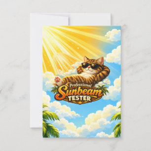 Cute Cat Sunbeam Tester – Funny Summer Cat Thank You Card