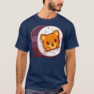 Cute Cat Sushi Cartoon Illustration T-Shirt