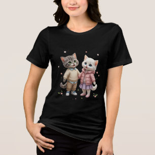 Cute Cat T-Shirt Tom & Luna Spring Design Tri-Blend Shirt