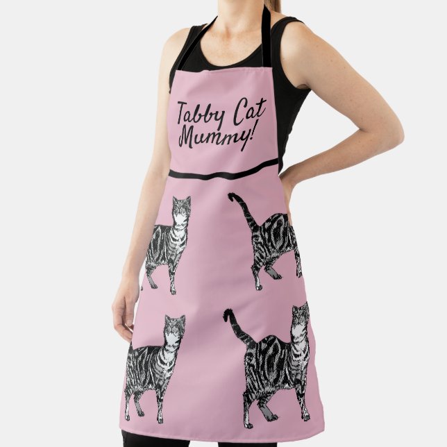 Cute Cat Tabby Pattern Blue Cats Mums Kitchen Apron (Insitu)