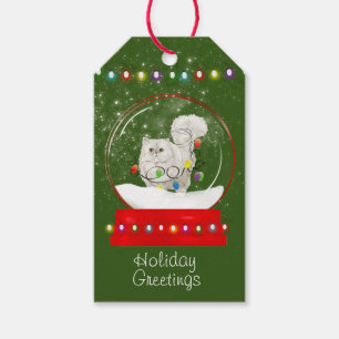 Cute Cat Tangled in Christmas Lights Gift Tags