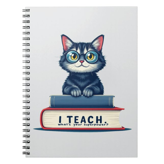 Cute Cat Teacher  | I Teach What's Your Superpower Notebook (Front)