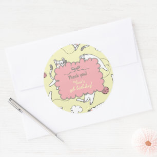Cute Cat Thank You Birthday Classic Round Sticker