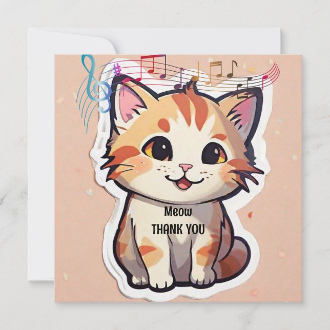 Cute Cat  Thank You Card (Front)