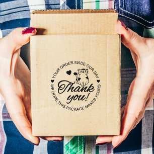 Cute Cat Thank You Rubber Stamp