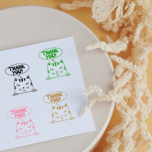 Cute Cat Thank You, Small Business  Rubber Stamp