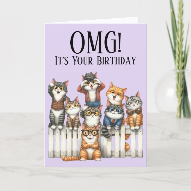 Cute Cat Theme Birthday Card (Front)