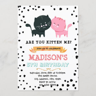 Cute cat theme party invitation