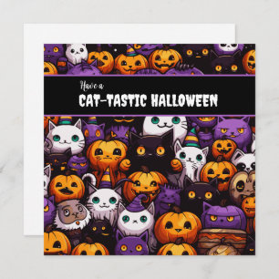 Cute Cat Themed Halloween Party Holiday Card