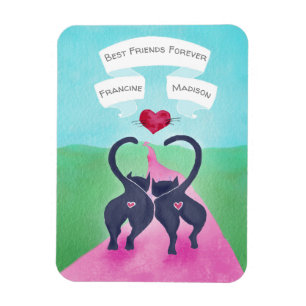 Cute Cat-Themed Personalised Friend Valentine Magnet