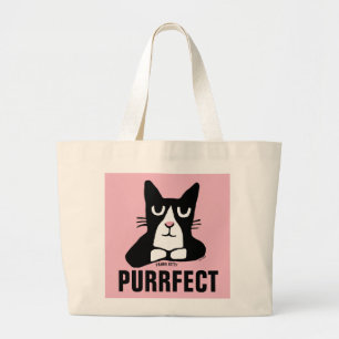 CUTE CAT TOTES, PANDA KITTY PURRFECT LARGE TOTE BAG