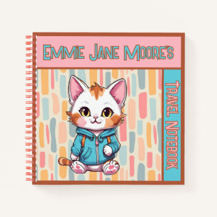 Cute Cat Travel Journal Notebook For Kids