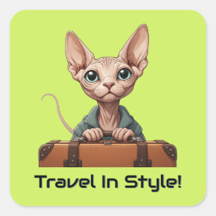 Cute Cat Traveler – Gift for Cat Lovers Square Sticker